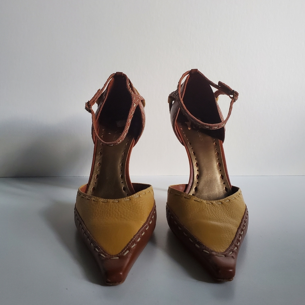 BCBGirls Leather Ankle Strap Heels Size 10.